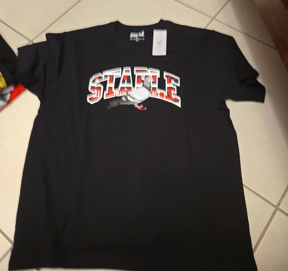 Staple Black Short-Sleeve Tee with Red & White STATE Graphic